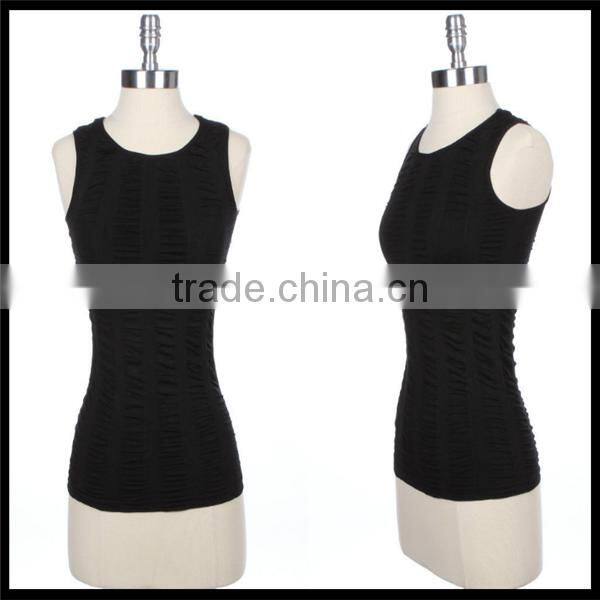 Women's Seamless Sleeveless Ruched Tank Top Stretch Spandex Regular Back brown color