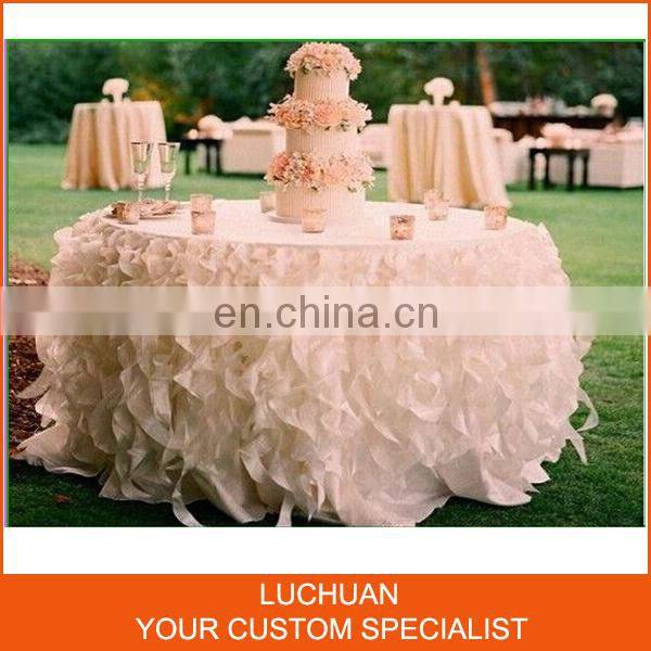 Fancy Organza Ruffled Table Skirting for Wedding