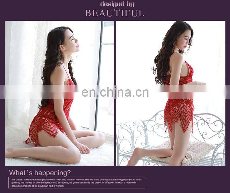 Sexy lace transparent Bohemian condole belt appeal pajamas , hot sexy lace sleep wear in stock