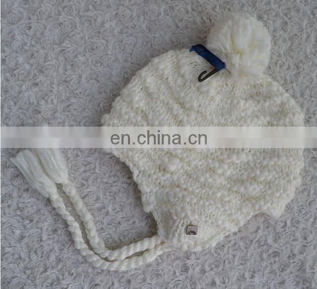 Top fashion style for 2016 winter handmaking winter beanie hat with big top pom pom
