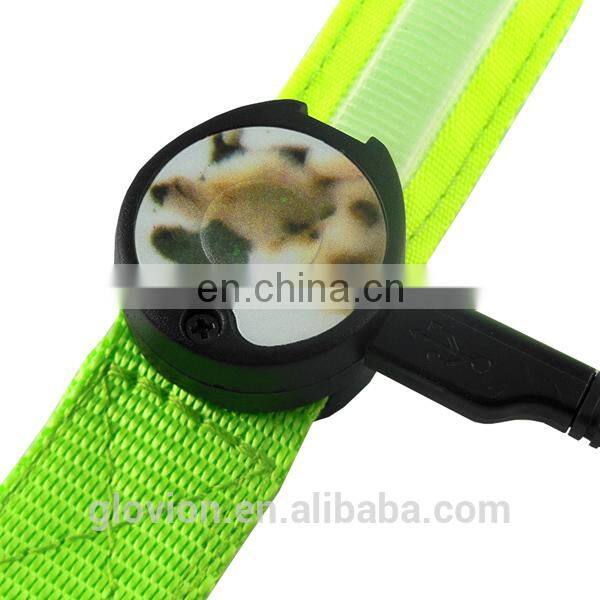 ECO-friendly pet collar durabl dog collar for training and hunting USB rechargeable flashing collar