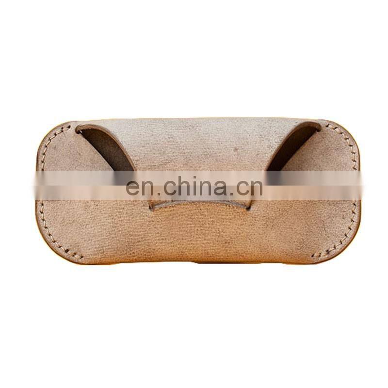soft case leather custom glasses bag with your logo