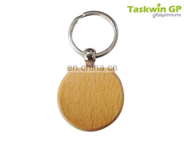 Round shape custom design engraving your own logo blank wood keychain