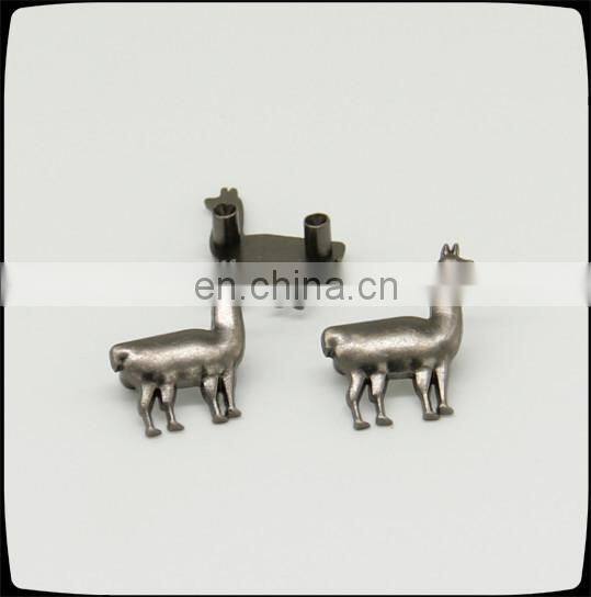 zinc alloy small metal label for jeans, light black nickel metal label in garment