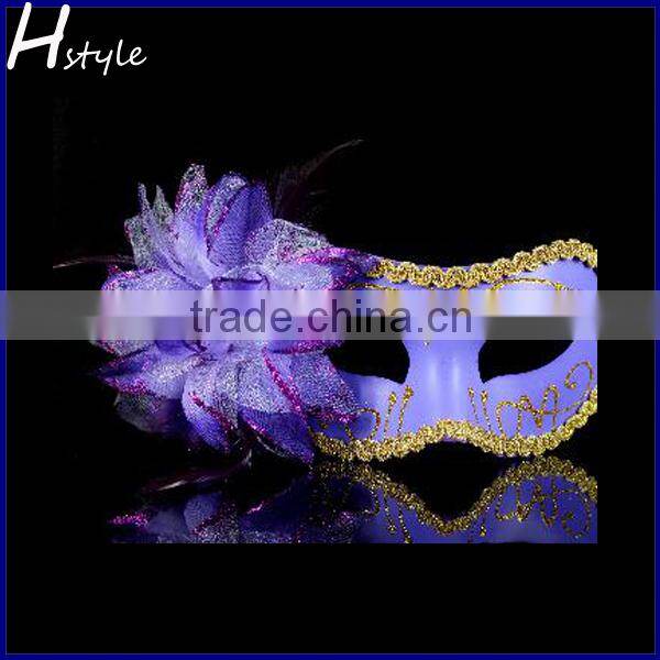 party mask, venetian mask, halloween mask with purple feather flower SC072
