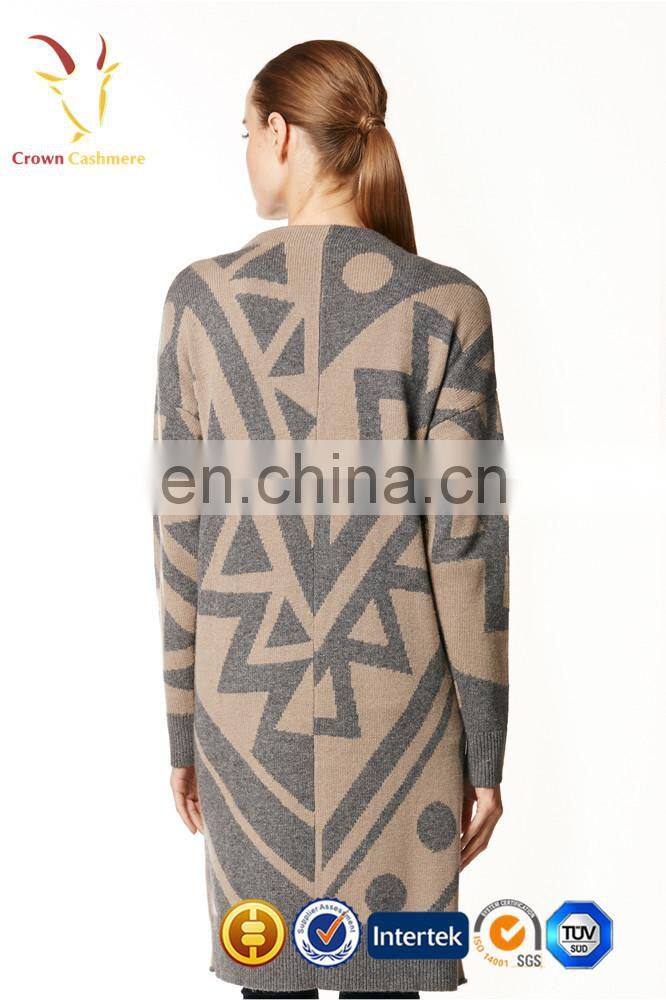 Spring Autumn V Neck Buttons Cashmere Women Knit Long Cardigan Sweaters Coat