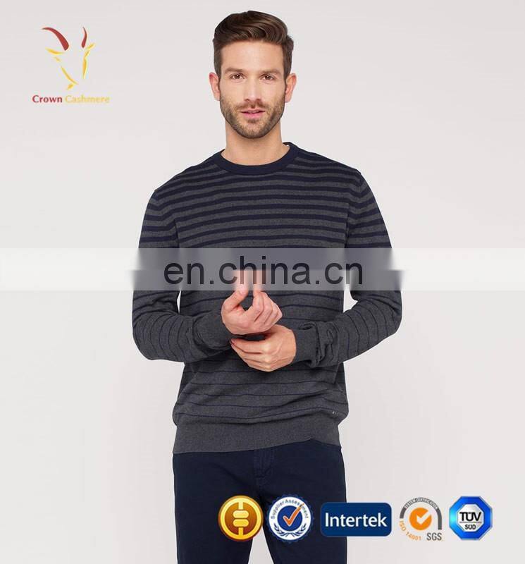 mens crew neck striped pullover wool sweater