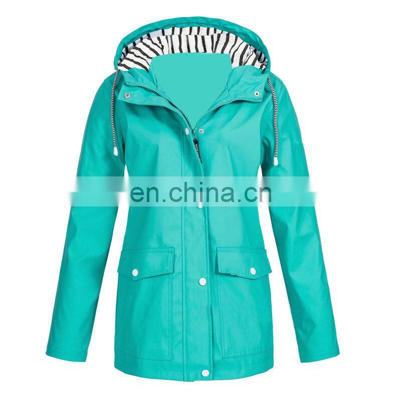 Custom-made women's outdoor waterproof hooded raincoat plus large jacket windbreaker