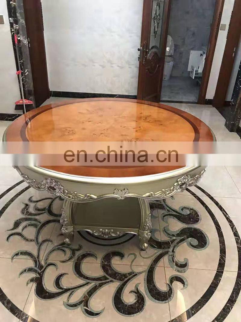 High quality european antique wooden round dinning table set 6 chairs