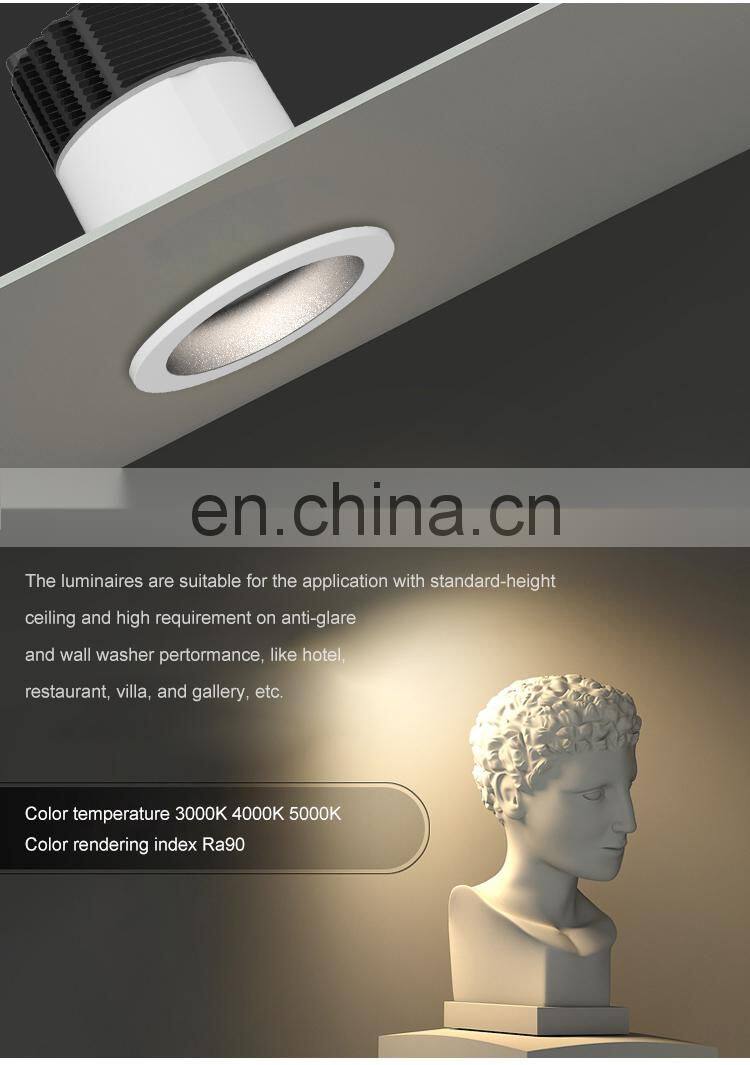 China Manufacturer Aluminum Recessed Mounted Cob 10W 12W Indoor Bedroom Market Led Spotlight