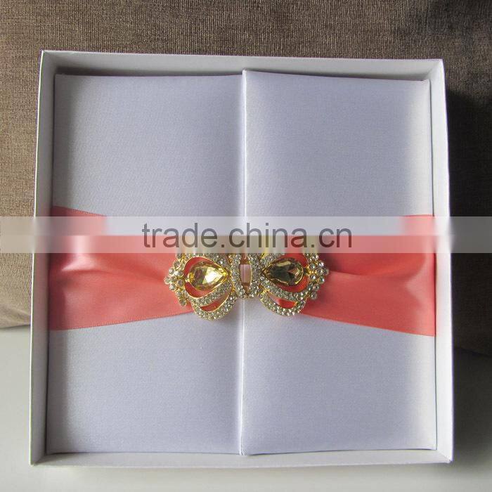 2015 fashionable silk wedding cards with buckle -- T252