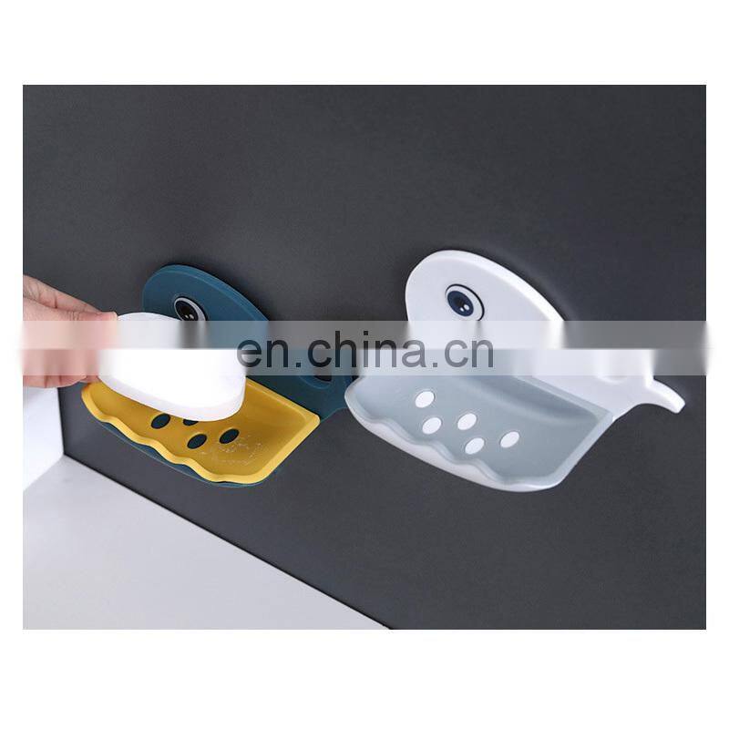 Cartoon Whale Bathroom Soap Dish Holder Bathroom Soaps Box Storage Shelf Plastic Wall Mounted Draining Organizer Tray