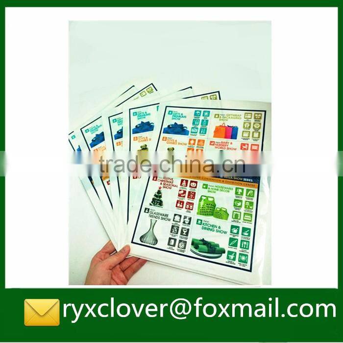 Custom clear printing A4 size PP plastic L-shape file folder for promotion gift