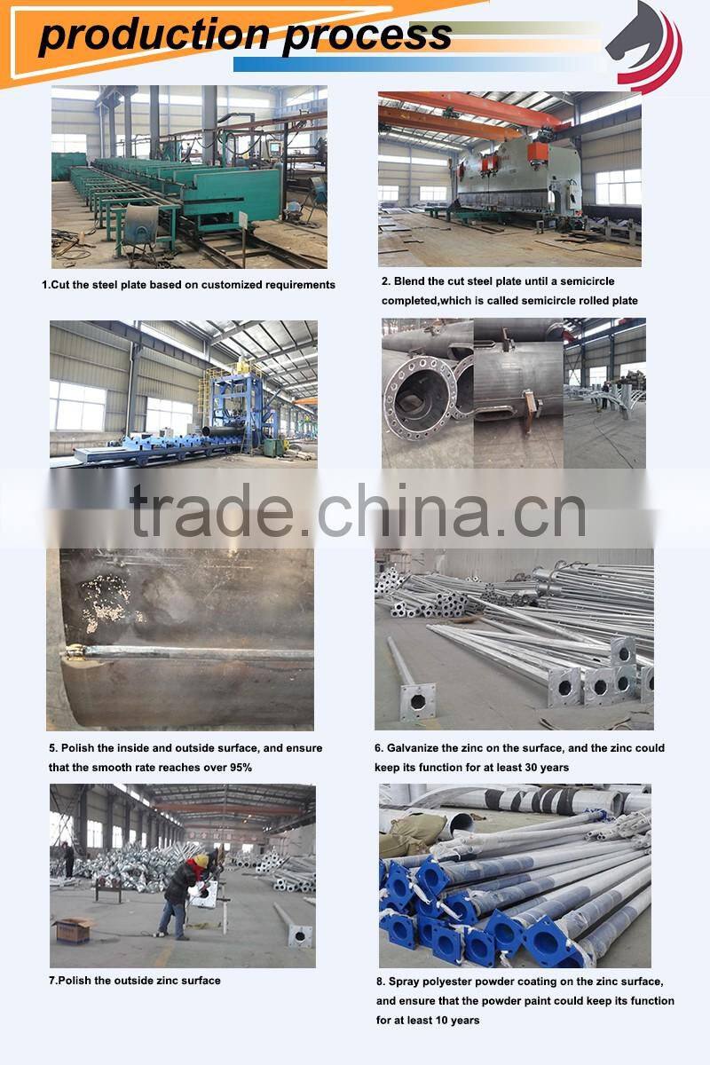 138kv 25ft galvanized electrical power pole for overhead line project