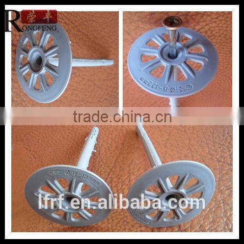 Exterior wall insulation fastener with steel nails