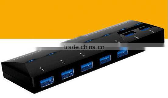 usb 3.0 7 ports hub with power adapter ,Super speed 5Gbps usb hub,Plug and play. Supports hot swapping