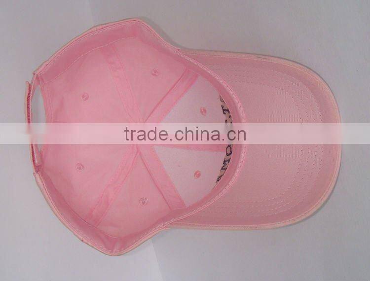 custom 100% cotton 6 panel pink cap