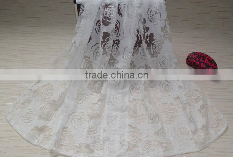 Wholesale New High Grade Lady Fashionable Hollow Rose Flower Lace Scarf