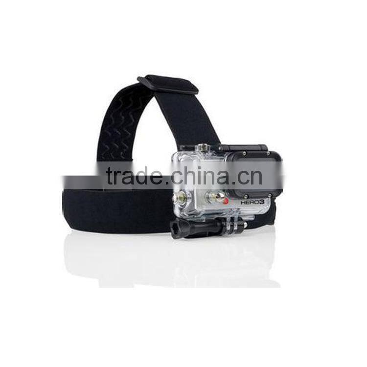 Flexible A Quality 3 Line Anti Slide Rubber Sports Camera Head Strap Belt Mount Black Color