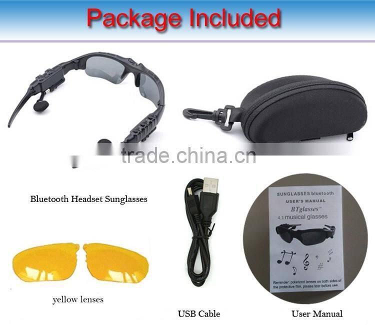 Wireless Flip-up Bluetooth Sunglasses Headset Stereo MP3 Music Glasses Earphone Headphone for Phone Hands-free / Tablet PC