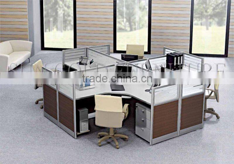Modern Elegant Round Workstation Wooden 4 Seaters Office Cubicle (SZ-WS332)