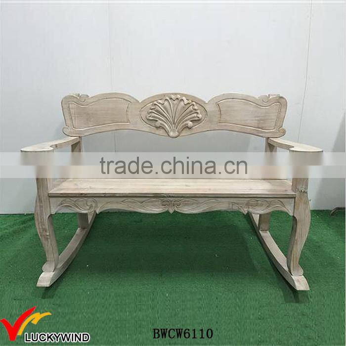 Unique Antique Wooden Double Rocking Chair for 2