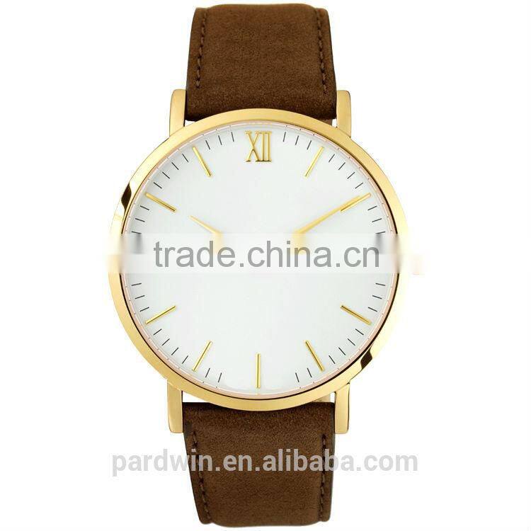 Polished gold plated 316L stainless steel material crystal sapphire 5ATM water resistant unisex watch