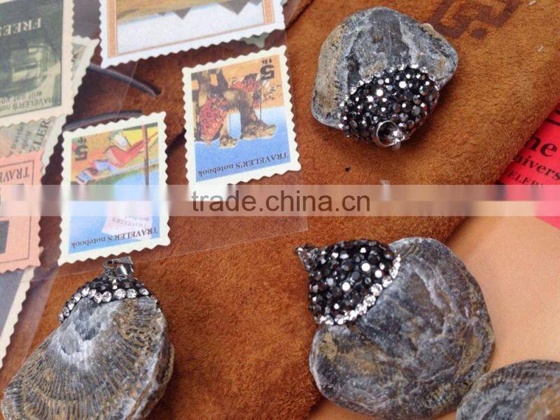Wholesale Charm Fossilized blue coral pendant for accessories 35-45*5-10*5-10