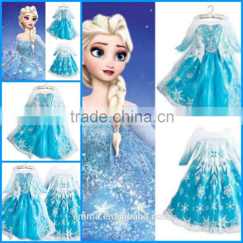 Hot sale snow queen elsa costume elsa dress for children BC2032
