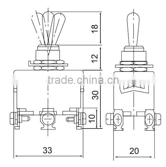 CNTD Supply Double Pole Double Throw Toggle Switch 12 MM C523B ON-OFF-ON