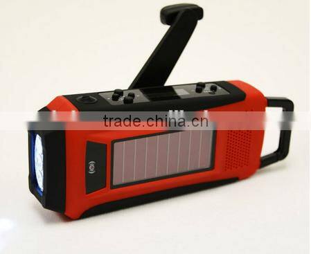 PORTABLE RECHARGEABLE DYNAMO SOLAR LED TORCH WITH AM/FM NOAA WEATHER ALERT RADIO AND CHARGER