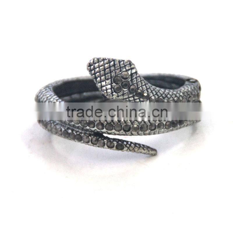 Wholesale Custom vitage Silver Plated Zinc Alloy Cobra skin diamond Snake Bracelets for men