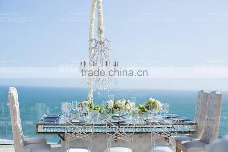 iron fram wedding table,glass dining table for wedding