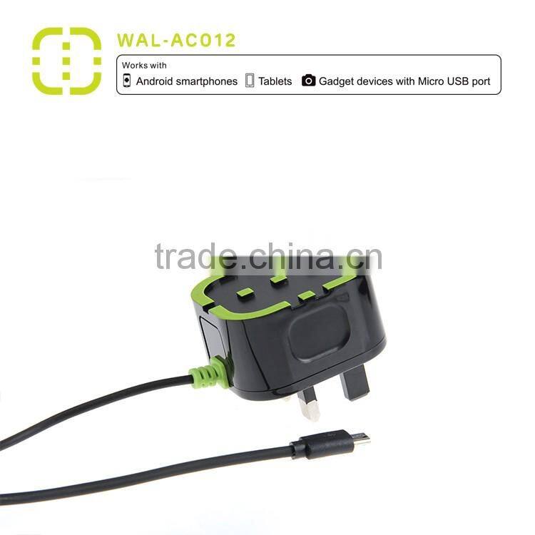 2.1A UK wall charger with Micro cable attached