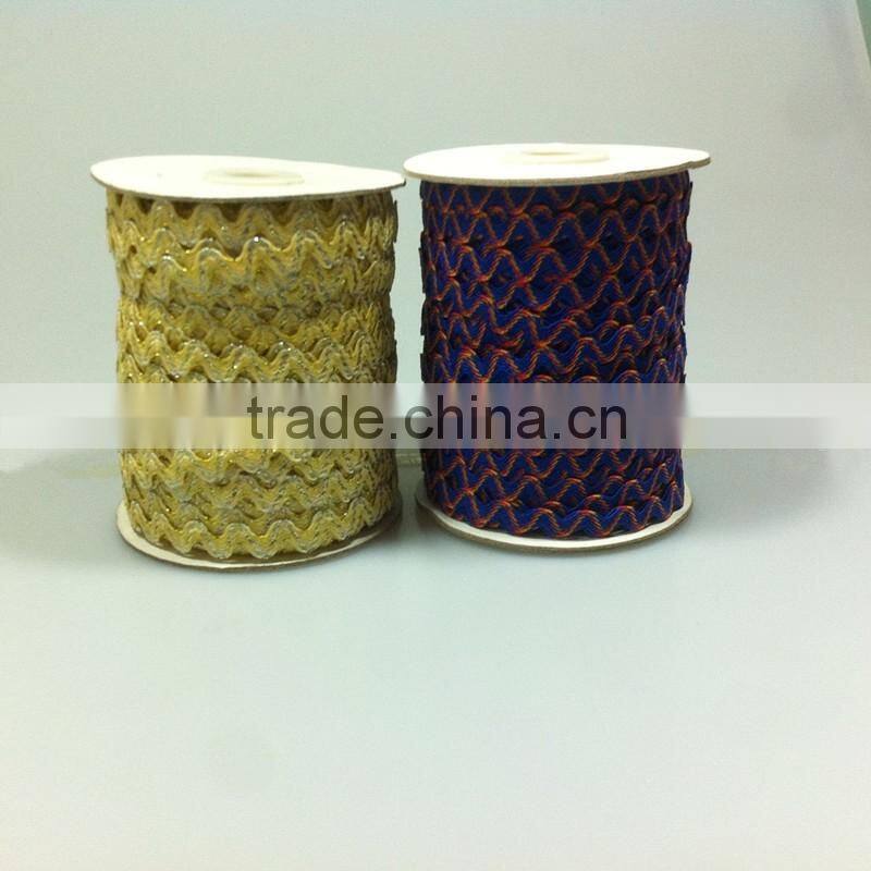 Factory supply orange quality ric rac ribbon wave edged ribbon for Garment