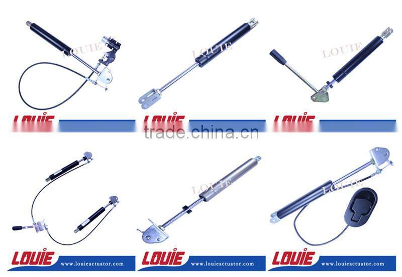 Lockable gas spring with cable and button