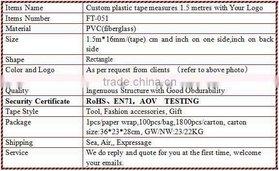 60inch branded customized sewing rules printed with Company Logo or Name