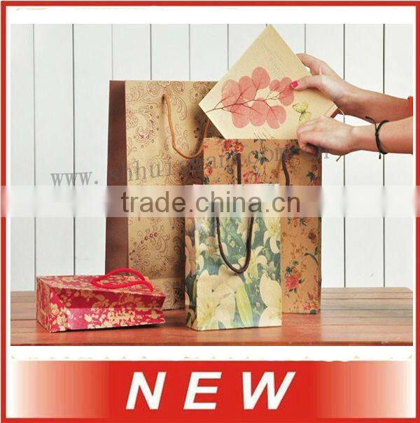kraft paper bag,gift bag,packing bag,flower print,various design