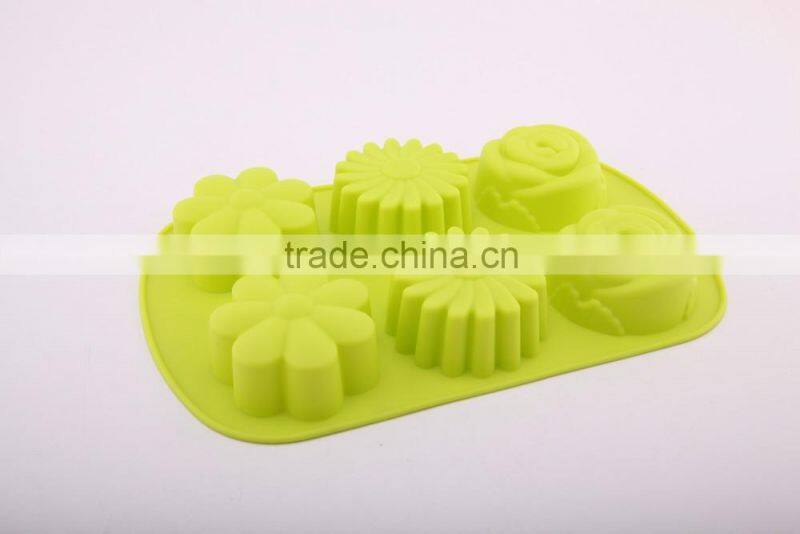 6 Flowers Silicone Muffin Cups Handmade Soap Molds Biscuit Chocolate Ice Cake Baking Mold Cake Pan