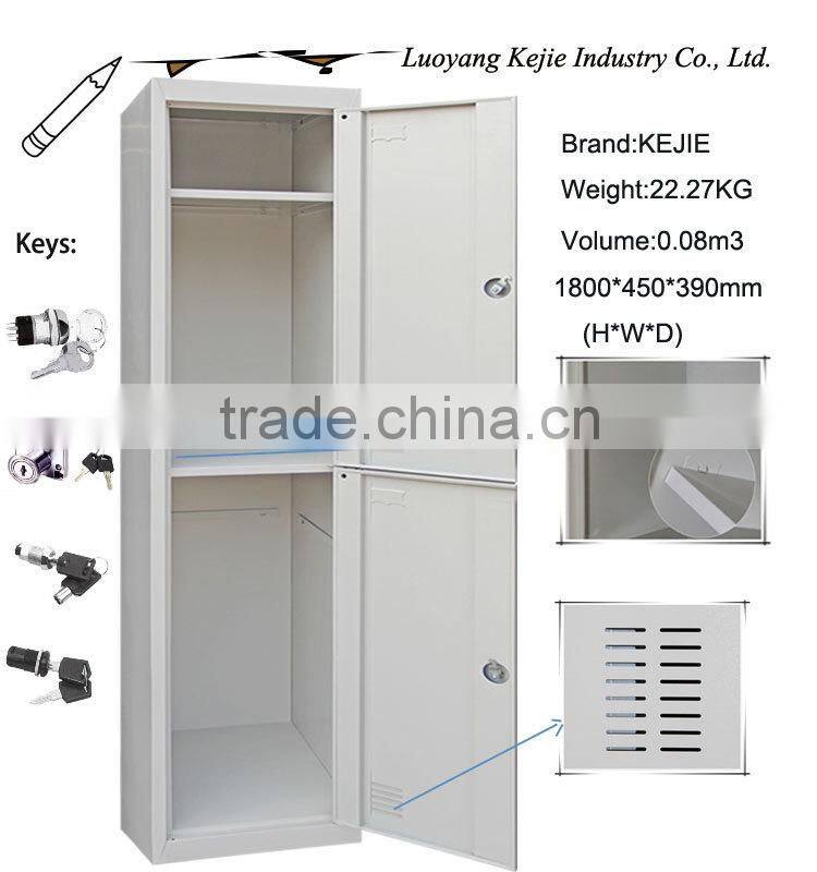 Knock Down Metal 2 Tier Gym Locker/Double Door Storage Locker