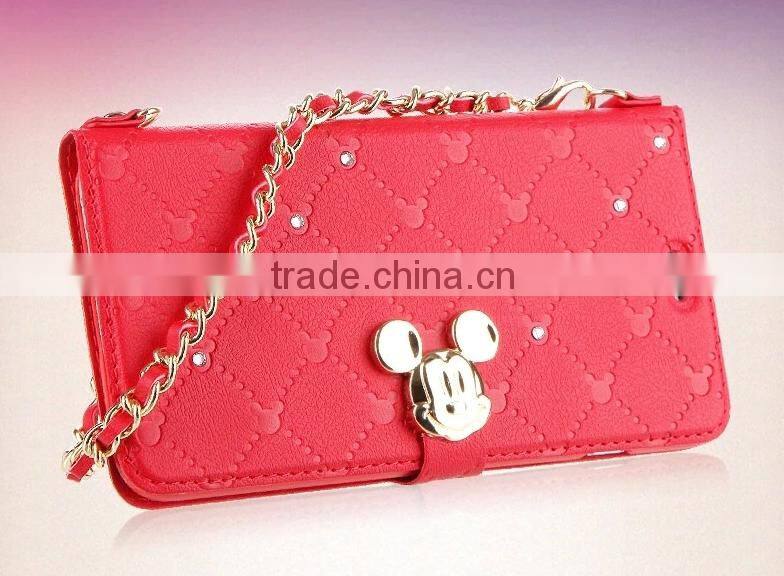 Wholesale Leather Case With Cute Cartoon Buckle, Mobile Phone Case With Hand Lanyard