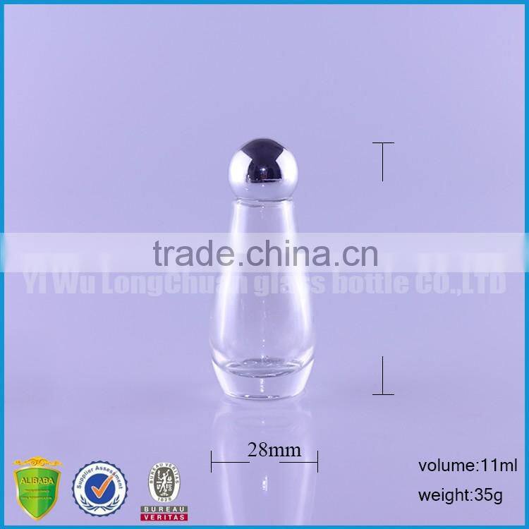 Wholesale Clear 8ml 12ml Empty Cosmetic Glass Liquid Bottle with Metal Cap