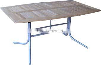 aluminum outdoor furniture sling table with teak