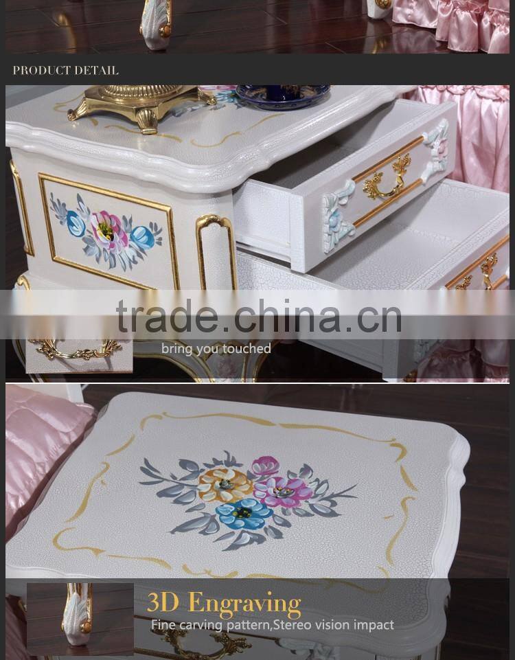 2016 europe royal style bedroom furniture design bedstand for lighting two doors