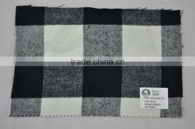 check fine quality woolen coat woven fabric