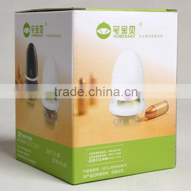 corrugated board printed white and black bulllet logo with bar codepackage case for multimedia digital audio