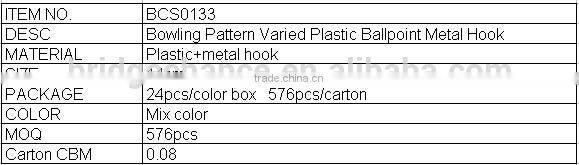 Bowling Pattern Varied Plastic Ballpoint Metal Hook