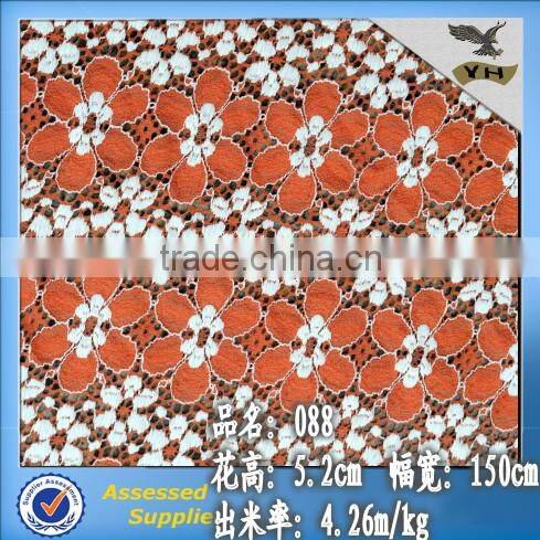 Polyester / Nylon Material and Embroidered Technics lace fabric with double colors