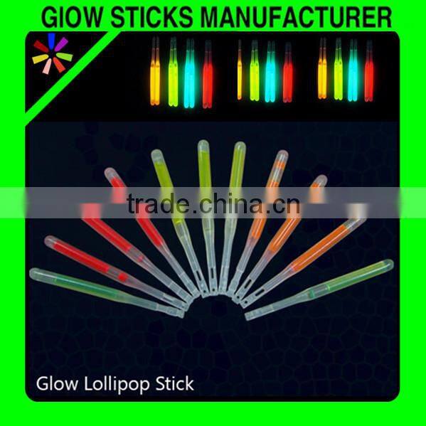 2016 Hot sale 6*80mm glow stick lollipop sticks, glow lollipop stick, glow candy stick