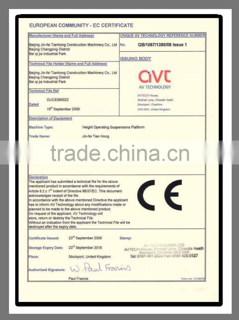 The most popular high quality electric steel hoist platform scaffold lift Climbing work platform hot sale